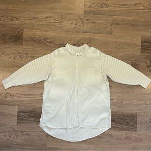 By Anthropologie Green Striped Button Down Shirt 2X